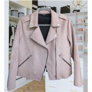Members Only Faux Suede Moto Jacket in Blush
